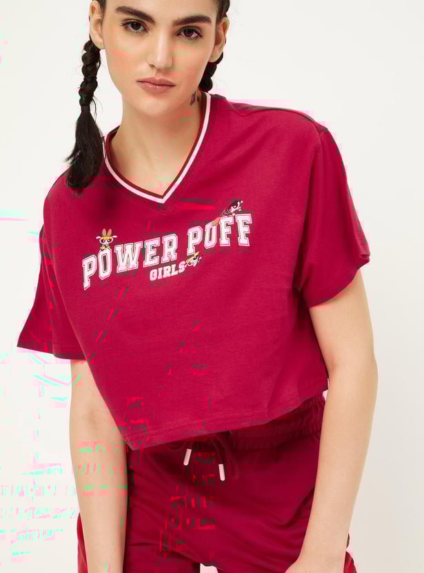 Women Power Puff Girls Printed T-shirt