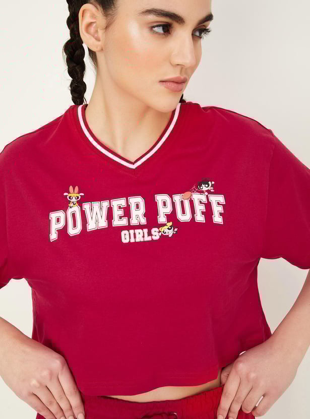 Women Power Puff Girls Printed T-shirt
