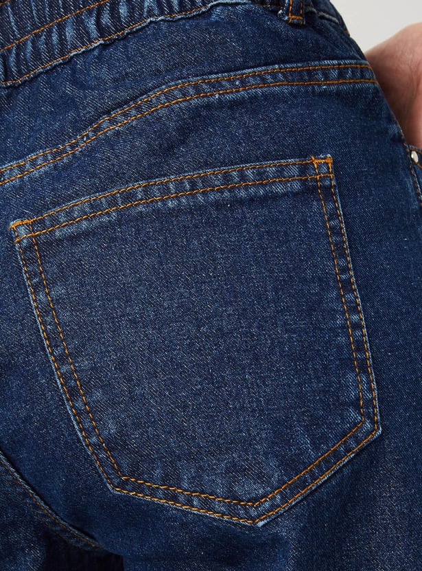 Women Paperbag Waist Mom Fit Jeans