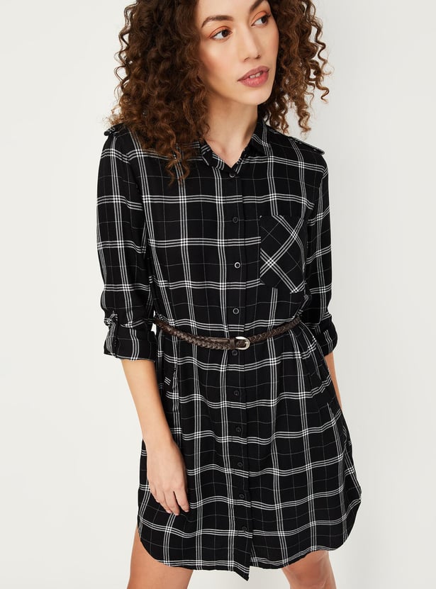 Women Checked Yarn Dyed Tunic
