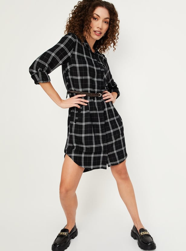 Women Checked Yarn Dyed Tunic