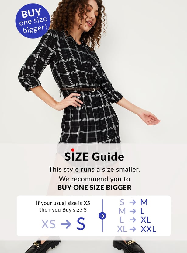 Women Checked Yarn Dyed Tunic