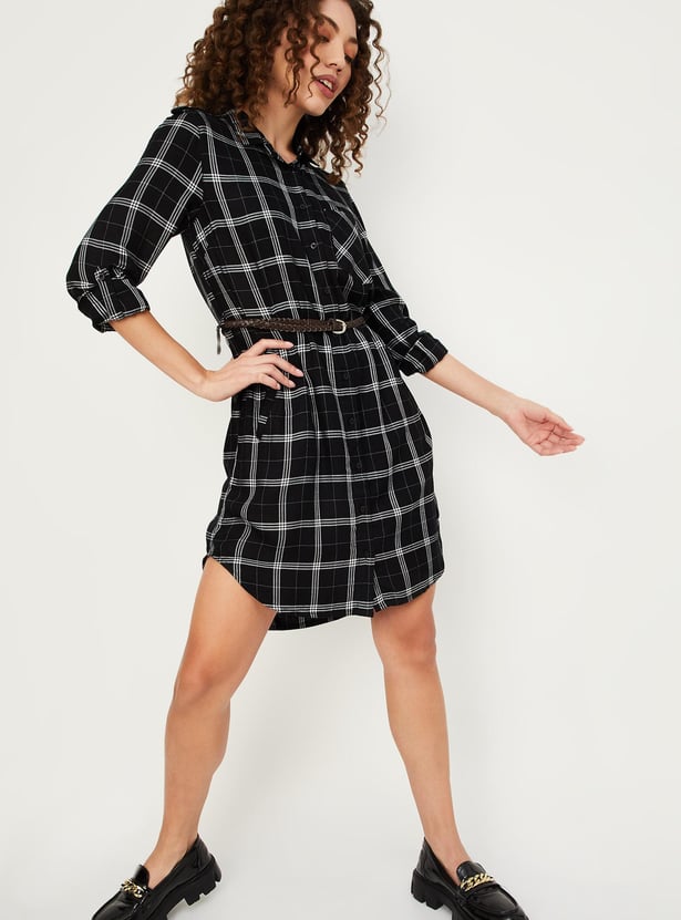 Women Checked Yarn Dyed Tunic