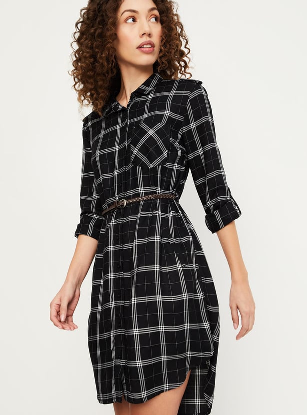 Women Checked Yarn Dyed Tunic