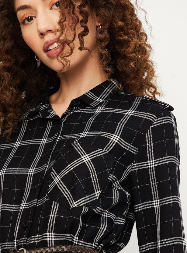 Women Checked Yarn Dyed Tunic