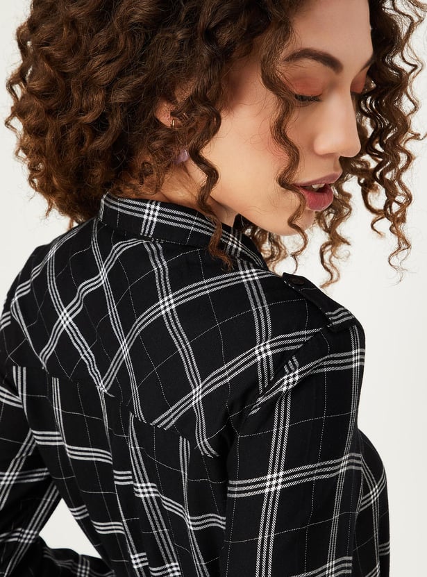 Women Checked Yarn Dyed Tunic