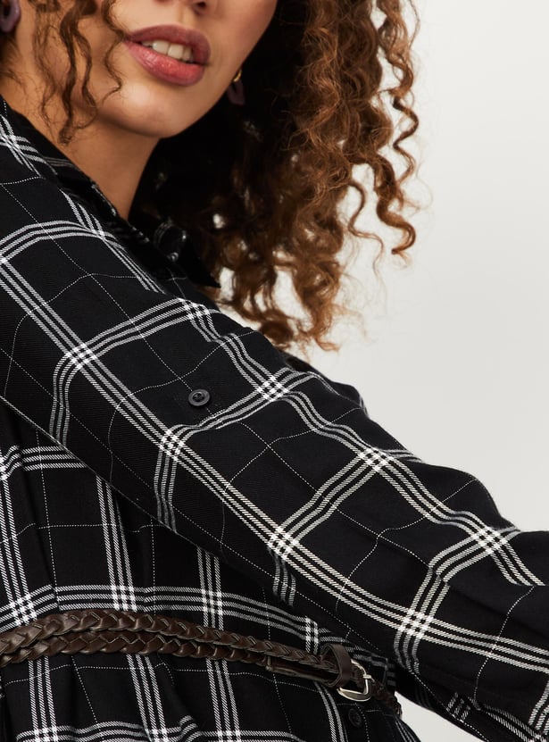 Women Checked Yarn Dyed Tunic