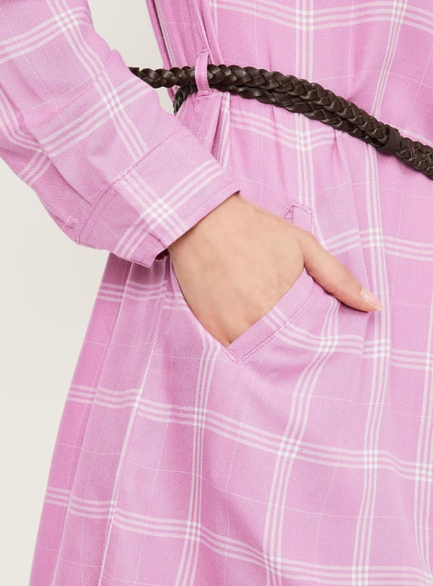 Women Checked Yarn Dyed Tunic