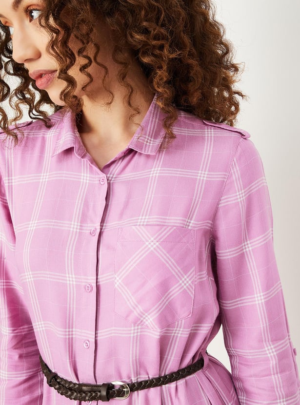 Women Checked Yarn Dyed Tunic