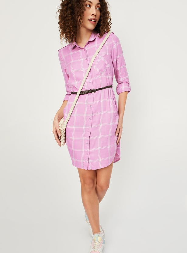 Women Checked Yarn Dyed Tunic