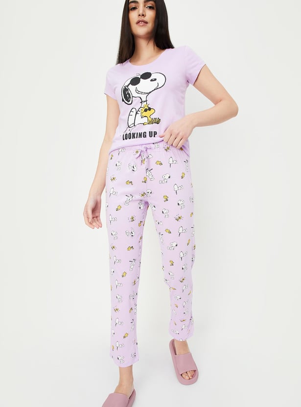 Buy Women Snoopy Print PJ Set Online at just Rs. 799.0 - 1000013291102 ...