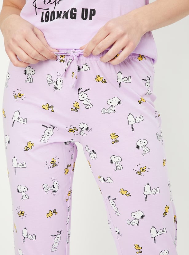 Buy Women Snoopy Print PJ Set Online at just Rs. 799.0 - 1000013291102 ...