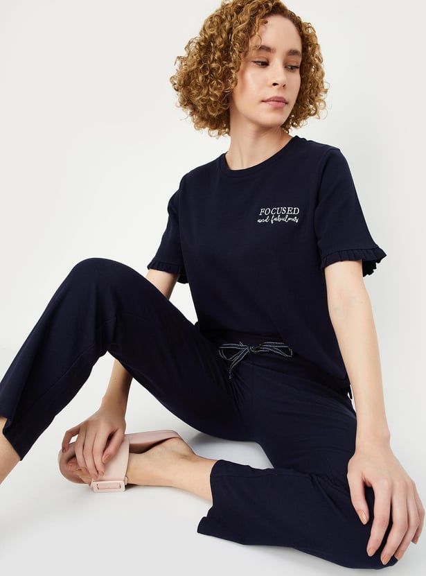 Women Solid PJ Set