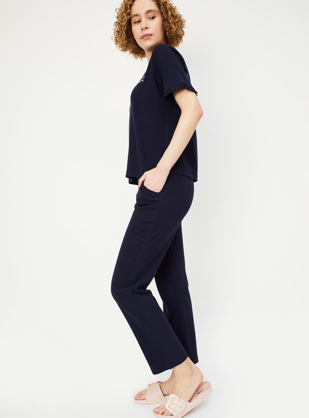 Women Solid PJ Set