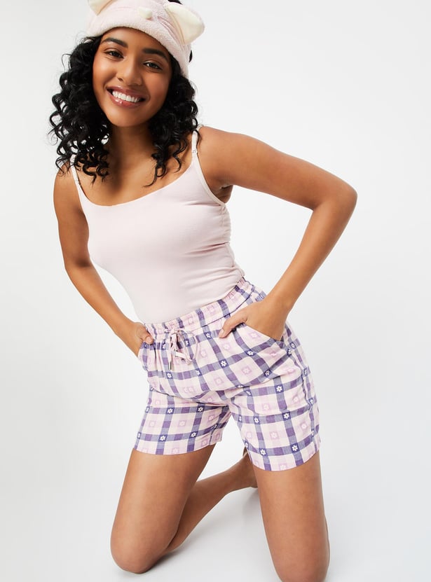 Women Checked Lounge Shorts