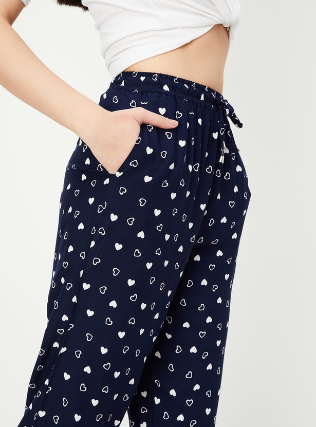 Women Heart Printed Capris