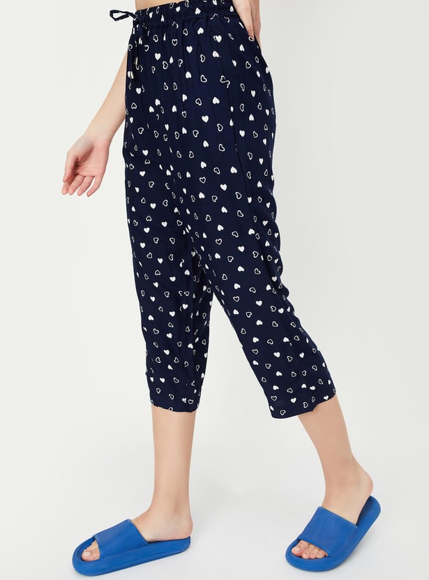 Women Heart Printed Capris