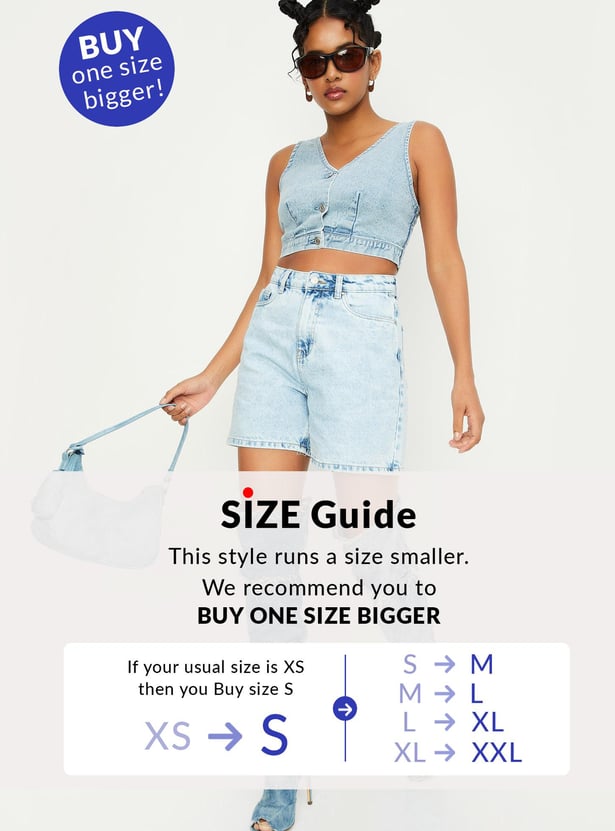 Women Washed Button-Zip Closure Shorts