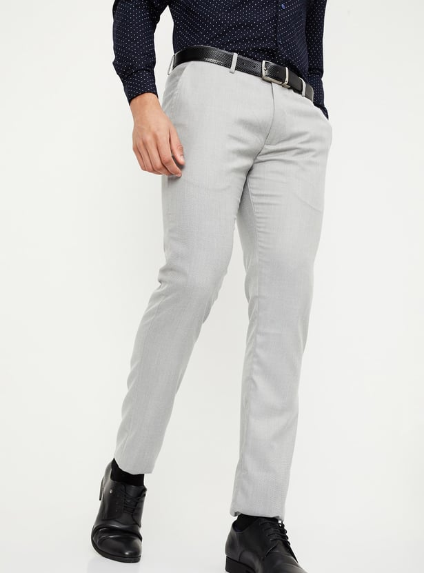 Men Solid Ultra Slim Fit Formal Trousers