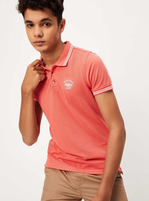 Boys Solid Polo T-shirt