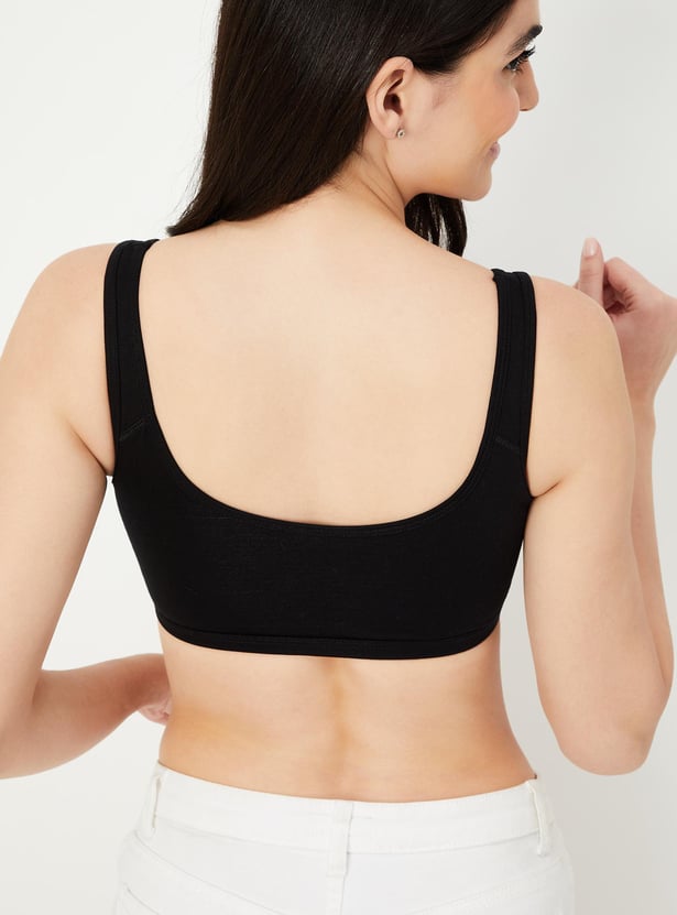 Women Solid Non-Padded Sports Bra - Pack of 2