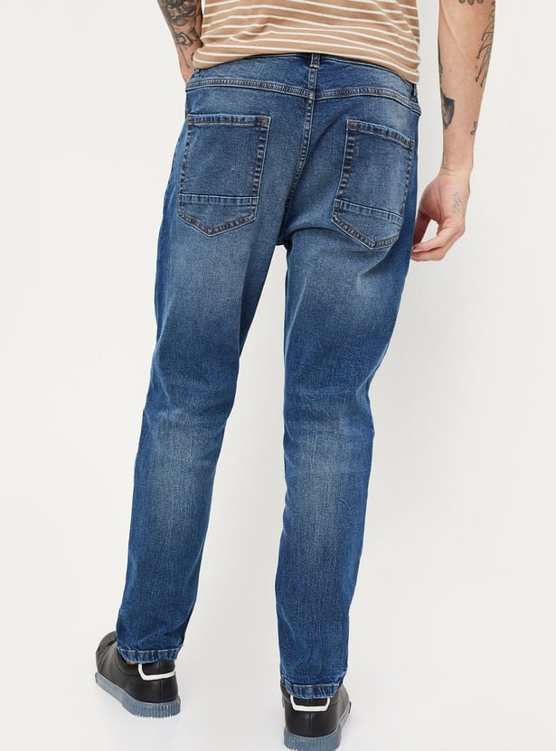 Men Carrot Fit Distressed Jeans