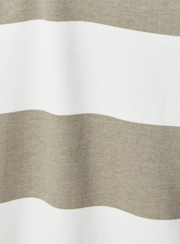 Men Striped Polo Collar Sweatshirt