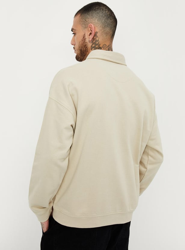 Men Printed Collared Sweatshirt