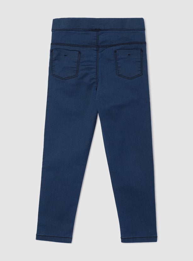 Girls Solid Denim Jeggings