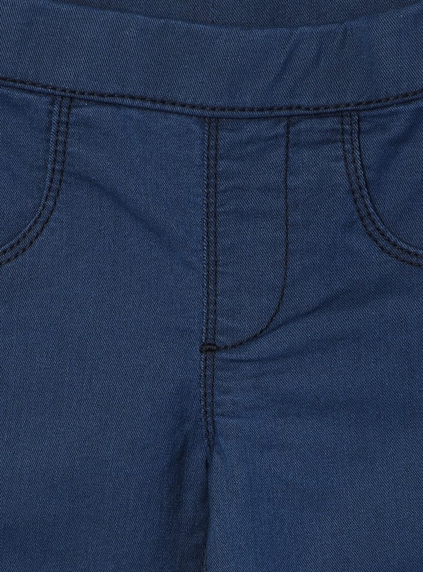 Girls Solid Denim Jeggings