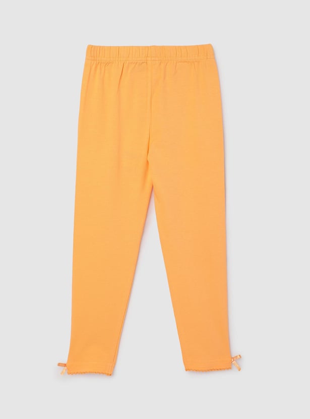 Girls Solid Full Length Leggings