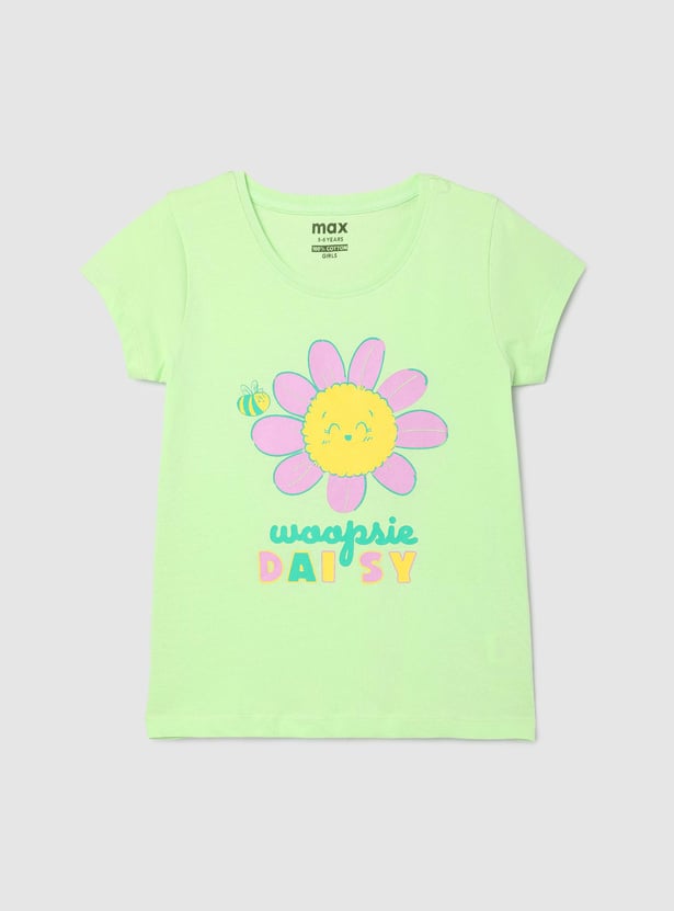 Girls Printed Round Neck T-shirt