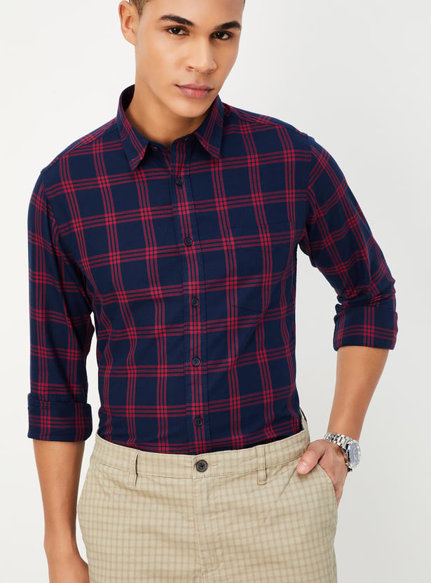 Men's Checked Multi-Colour Regular Fit Casual Shirt