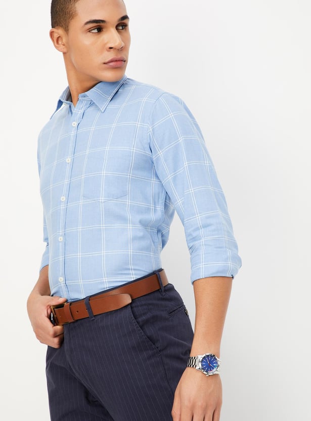 Men Slim Fit Checked Casual Shirt