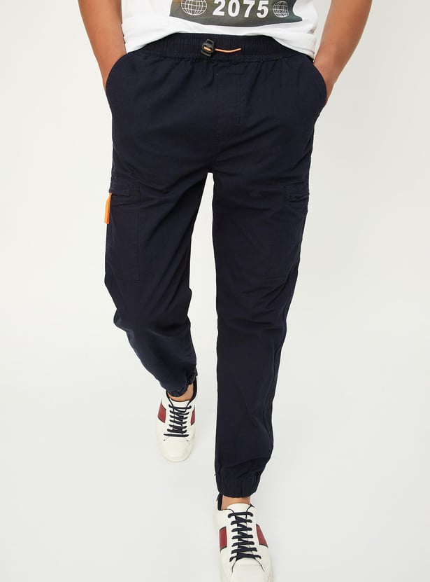 Boys Solid Cargo Joggers