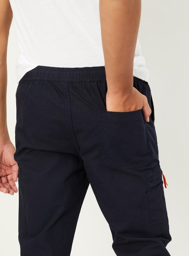 Boys Solid Cargo Joggers