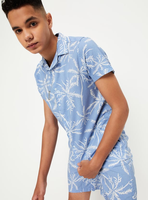 Boys Printed Resort Collar Shirt