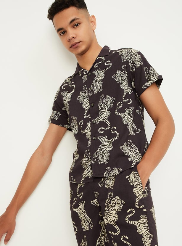 Boys Printed Resort Collar Shirt