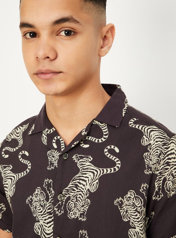 Boys Printed Resort Collar Shirt