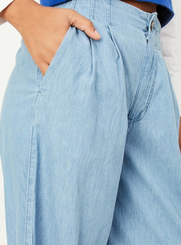 Women Washed Wide Legged Jeans