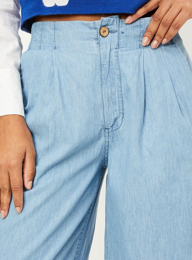 Women Washed Wide Legged Jeans