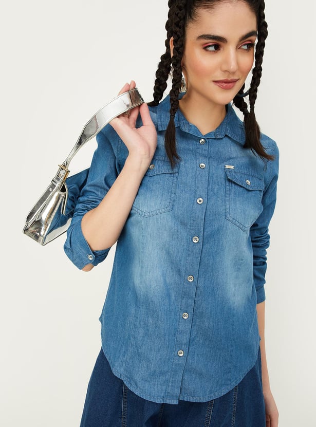 Women Washed Denim Shirt