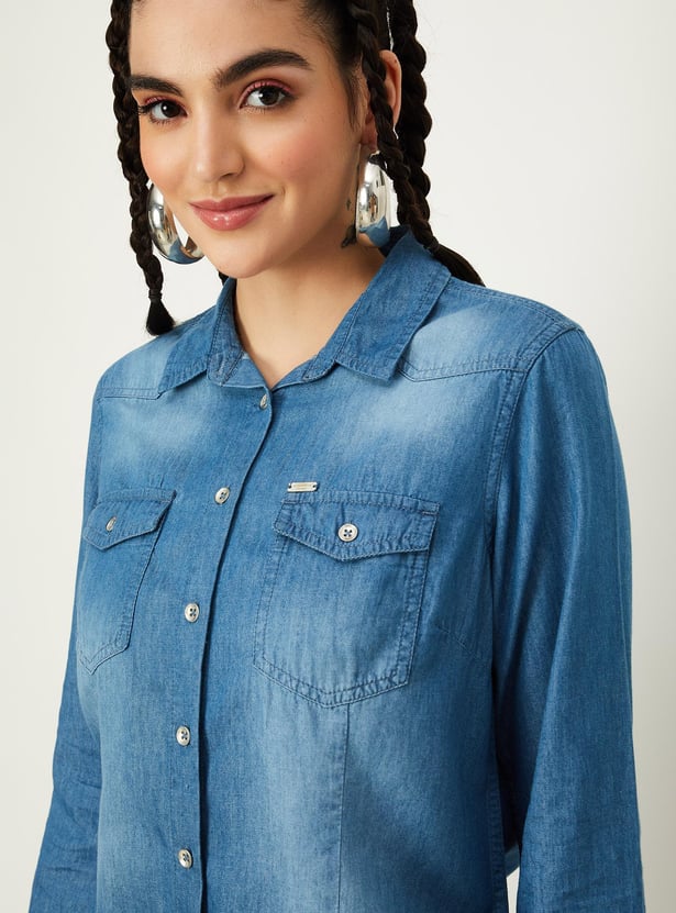 Women Washed Denim Shirt