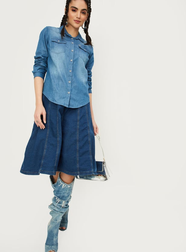 Women Washed Denim Shirt