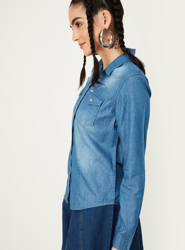 Women Washed Denim Shirt