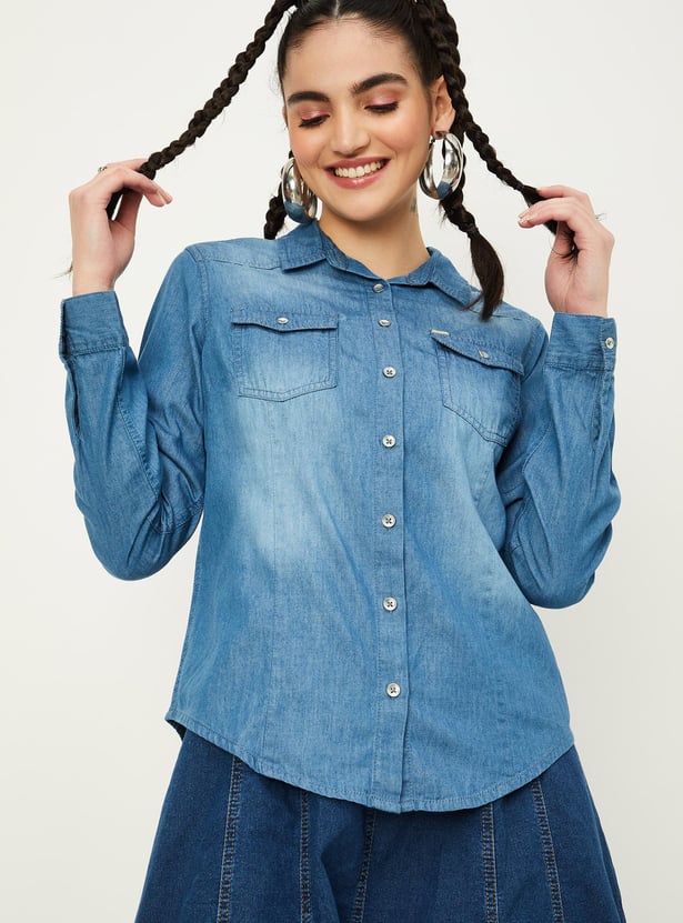 Women Washed Denim Shirt