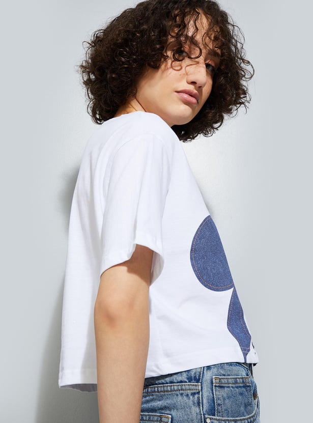 URB_N Women Mickey Mouse Printed Cropped T-shirt