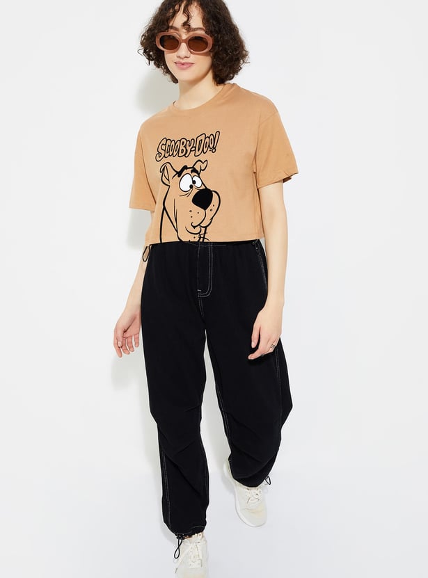 URB_N Women Scooby Doo Graphic Printed Cropped T-shirt