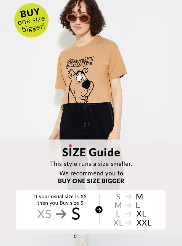 URB_N Women Scooby Doo Graphic Printed Cropped T-shirt