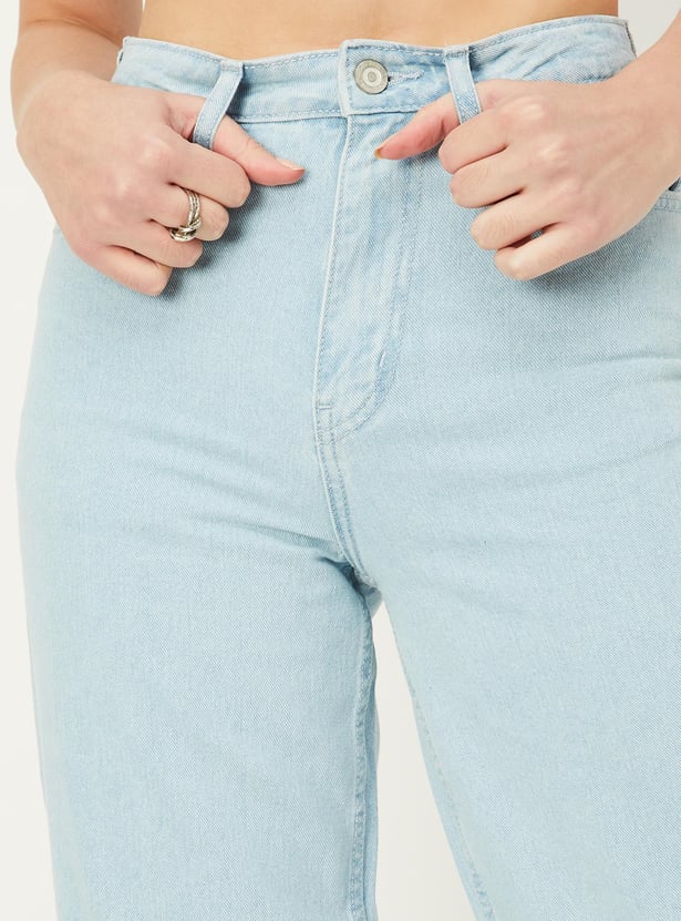 Wide-Leg Easy Washed Jeans